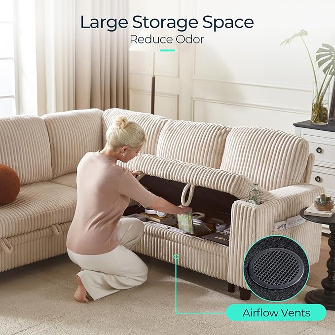 LINSY HOME Sectional Sleeper Sofa