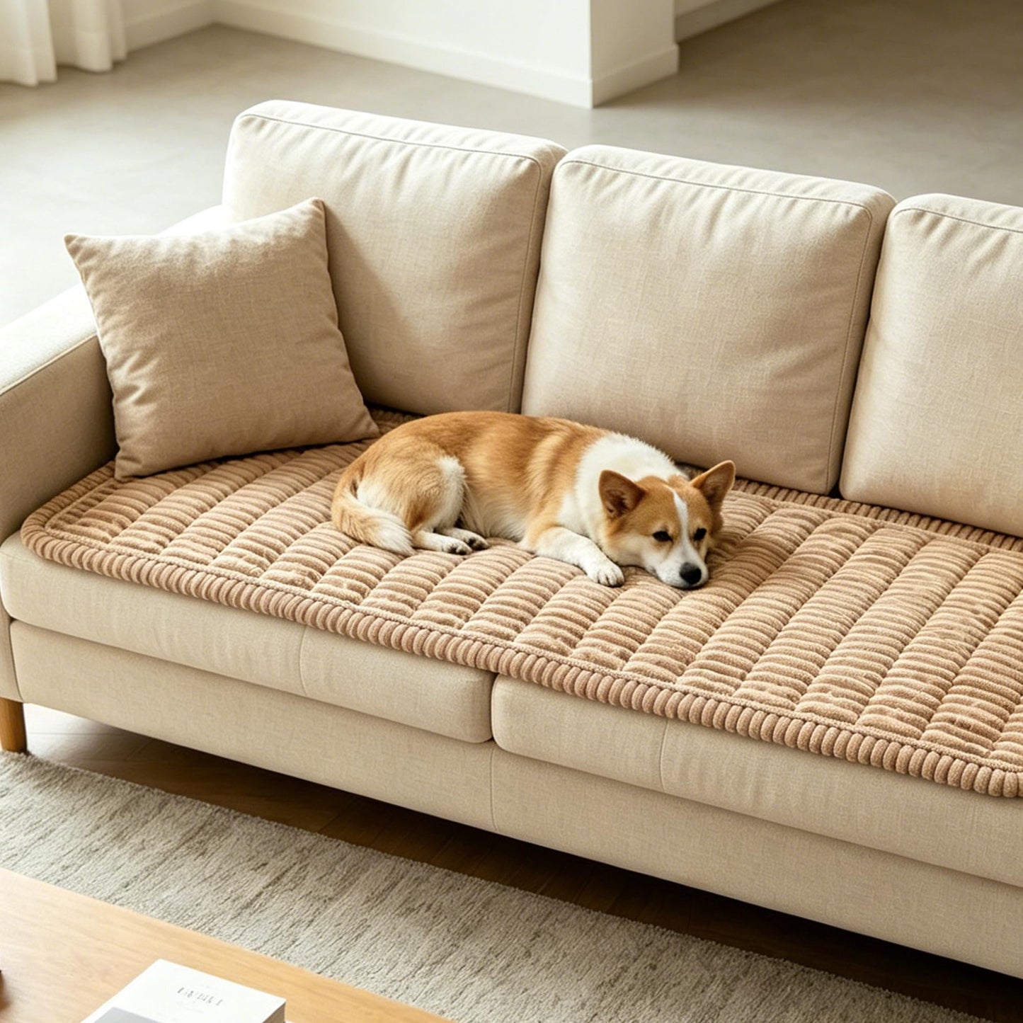 Washable Dog Couch Covers for 3 Cushion Sofa – Non Slip Plush Pet Sofa Protectors, 27.6" x 70.9" Fuzzy Furniture Protector for Dogs & Cats, Machine Washable Cover for Couch, Floor, Car, Camping