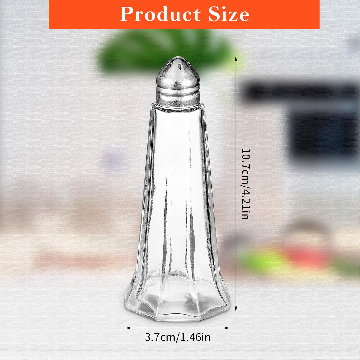 Set of 24 Tower Glass Salt and Pepper Shakers Bulk 40ml Small Tower Spice Shakers Refillable Glass Salt Shaker with Stainless Steel Chrome Top Lid for Home Restaurant Kitchen Seasonings Supplies