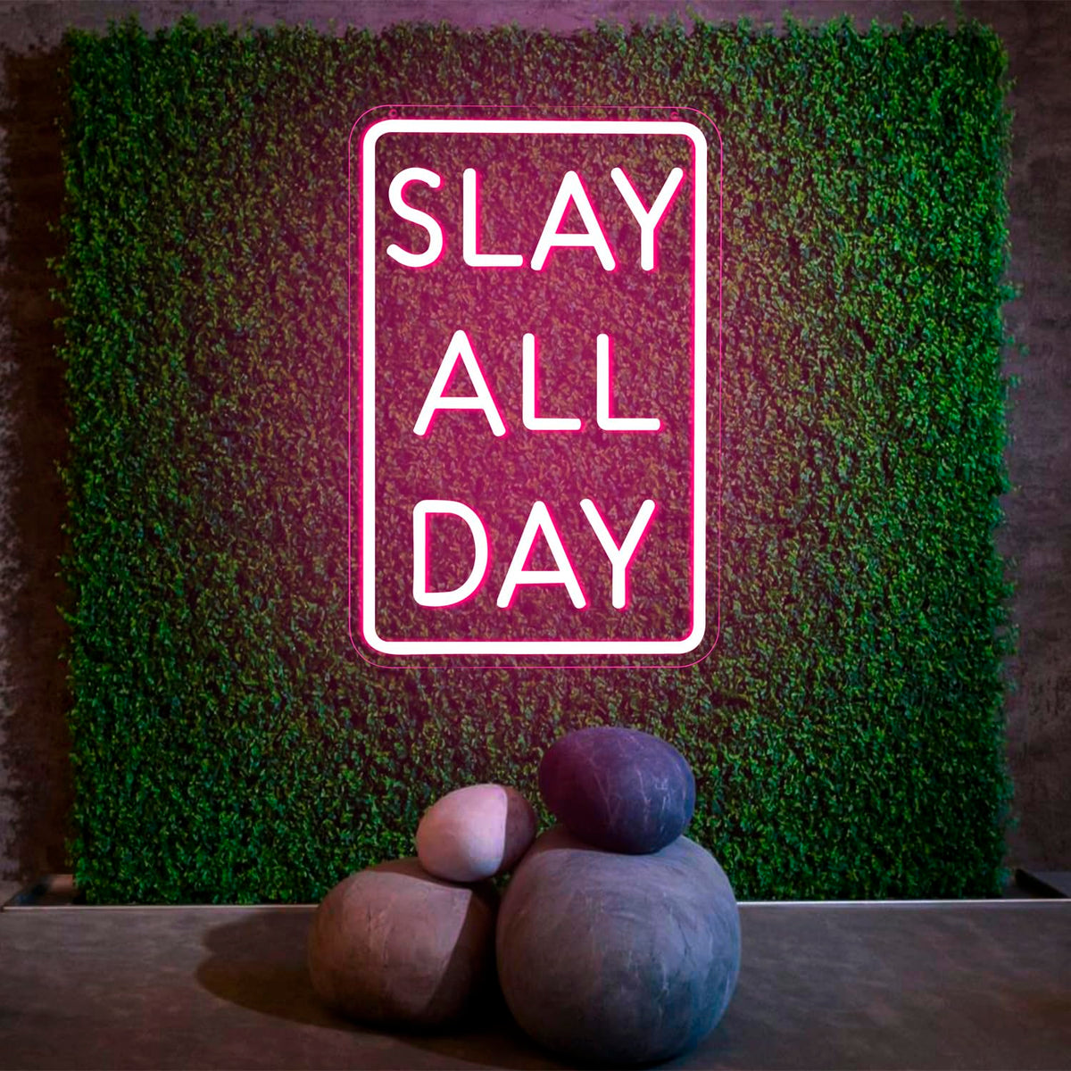 Slay All Day Neon Sign Dimmable Neon Signs for Wall Decor Pink LED Signs USB Light Up Sign Room Decor for Teen Girl Preppy Bedroom Living Room Y2K Coquette Cool Downtown Teenage Girl Room Decoration
