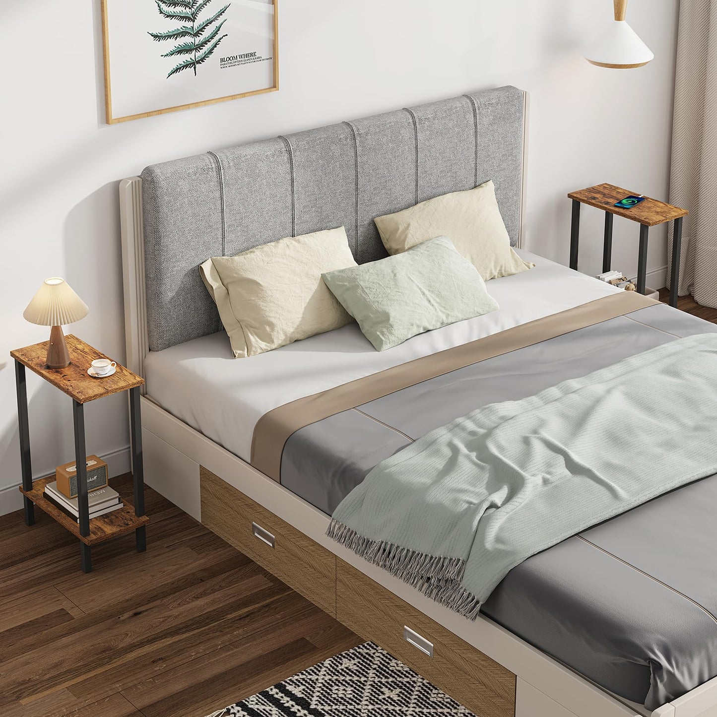 TUTOTAK Small Side Table, Narrow End Table, Skinny Sofa Table, Slim Nightstand, Couch Table, Living Room, Bed Room, Brown TB01BB062