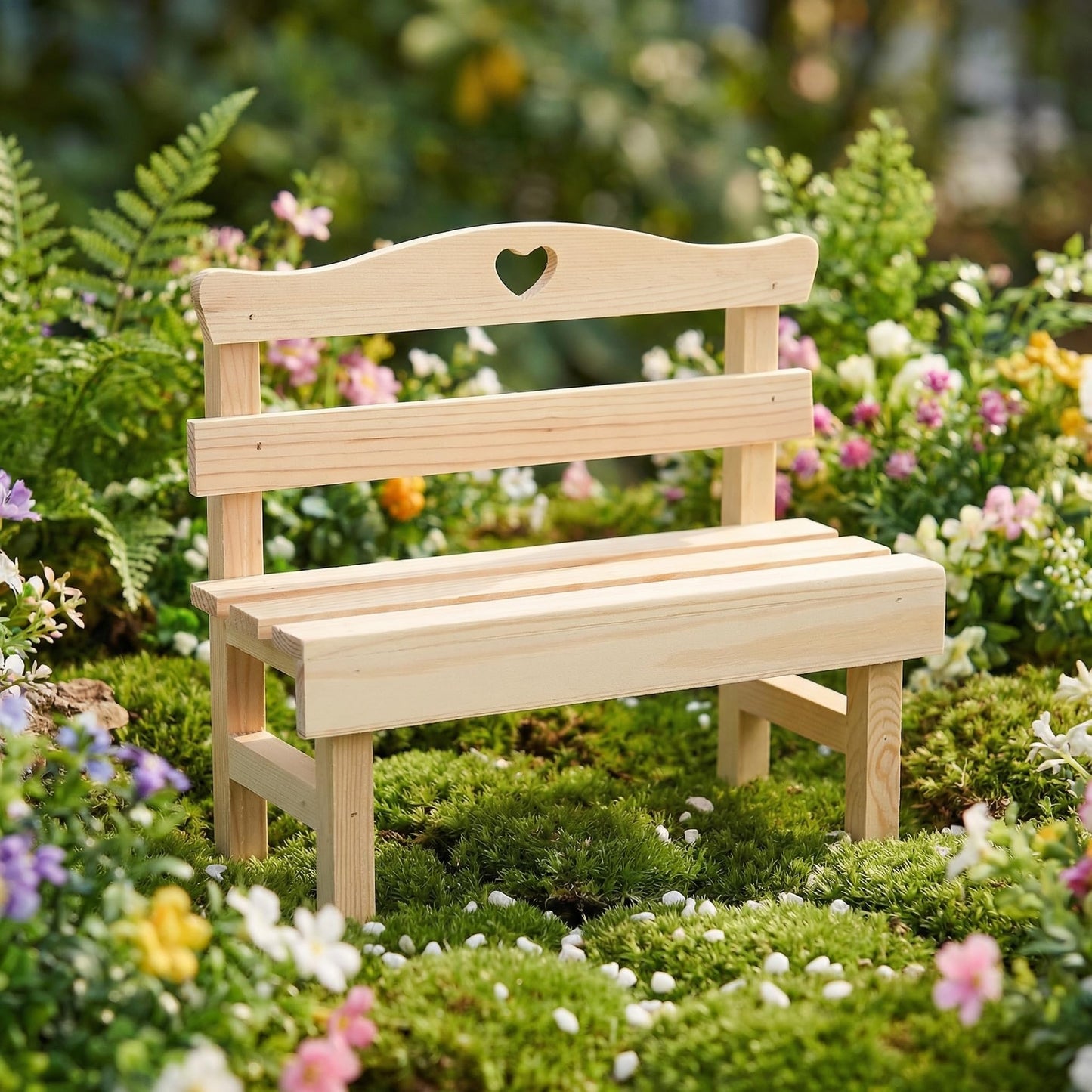 Toyvian 1pc Miniature Bench Decor Creative Photography Prop for Dollhouses Charming Pine Figurine for for Display Gifting