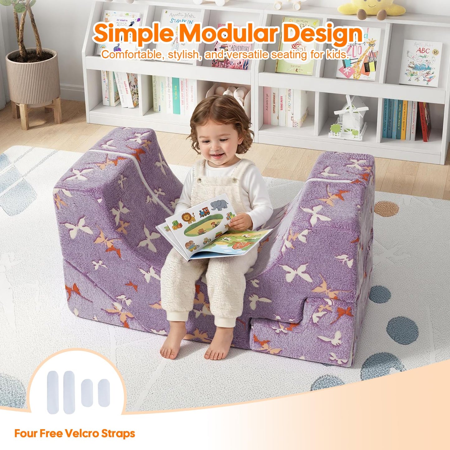 MeMoreCool Foam Climbing Toddler Couch, Modular Kids Sofa with Slide & Stair, Convertible Baby Couch for Playroom, Sectional Furniture for Crawling, Climbing, and Kids’ Play