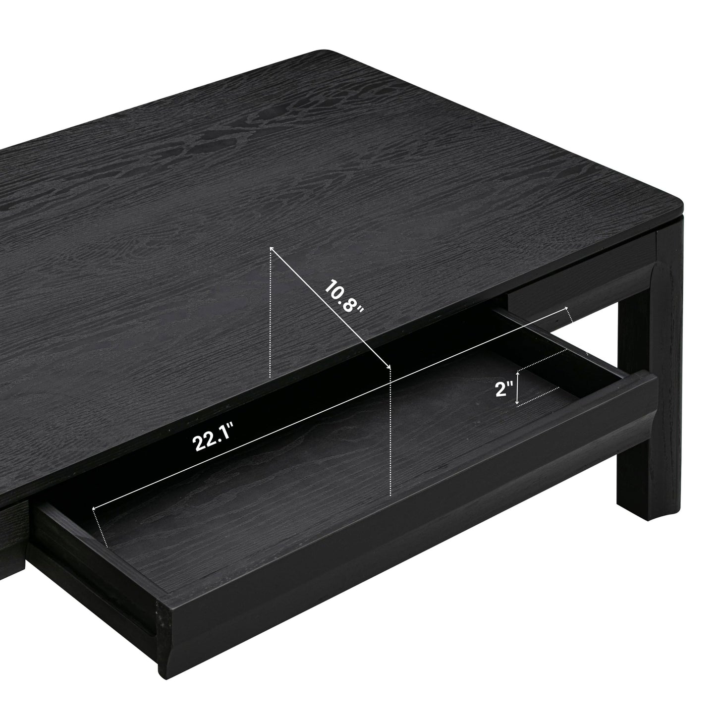 NTC Flow Modern Wooden Rectangle Coffee Table with Hidden Drawer – Waterproof & Heat Resistant, Burnt Black