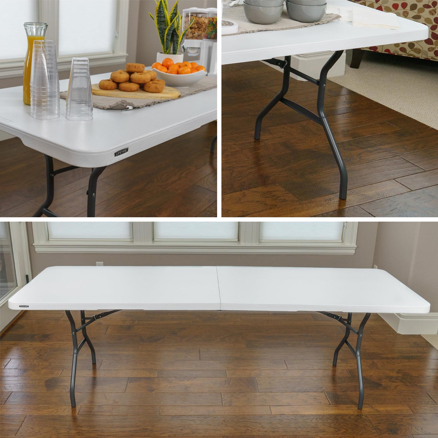 LIFETIME 8-Foot Fold in Half Table, Light Commercial, White Granite