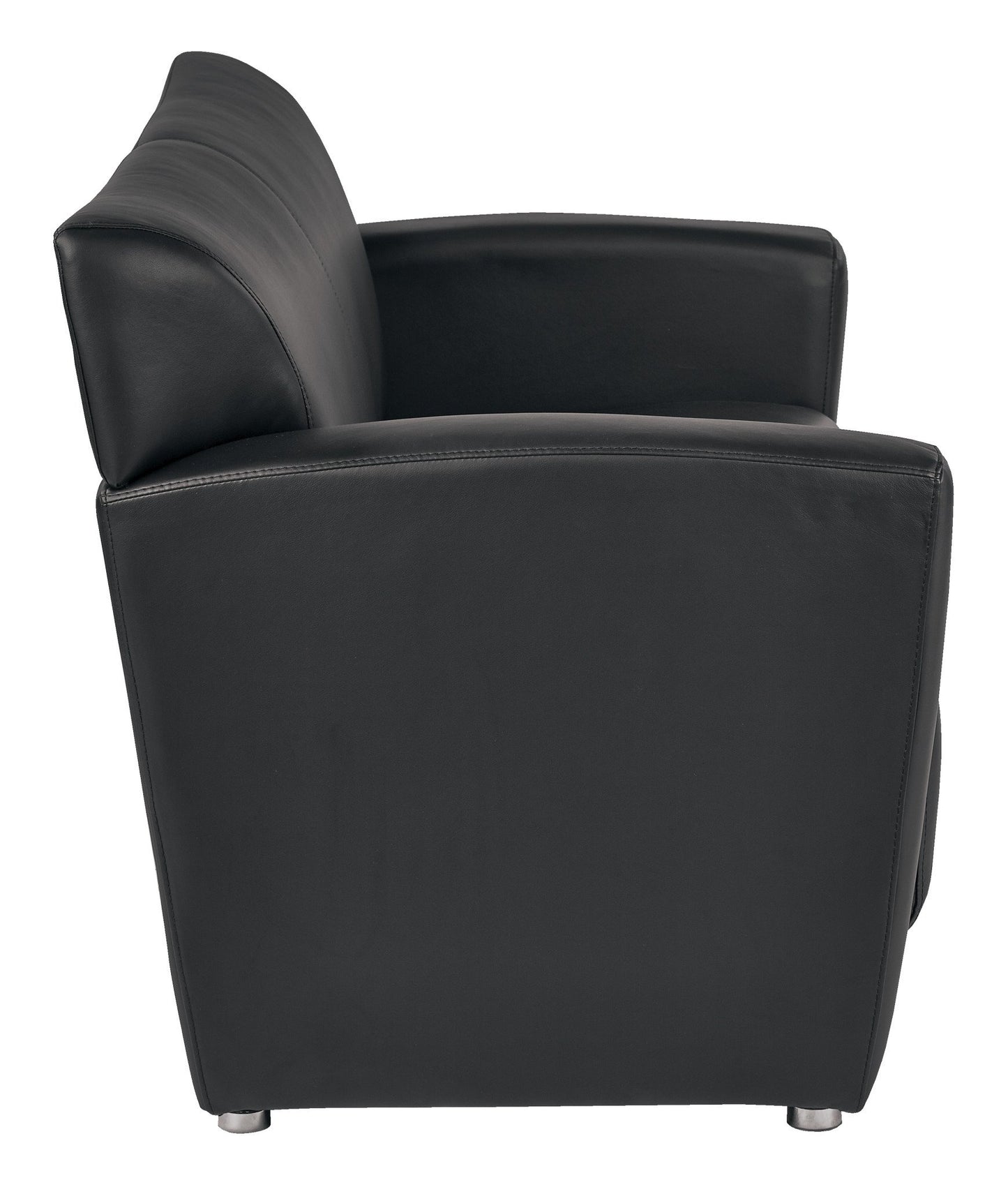 OSP Furniture Office Star Black Faux Leather Loveseat with Silver Finish Legs