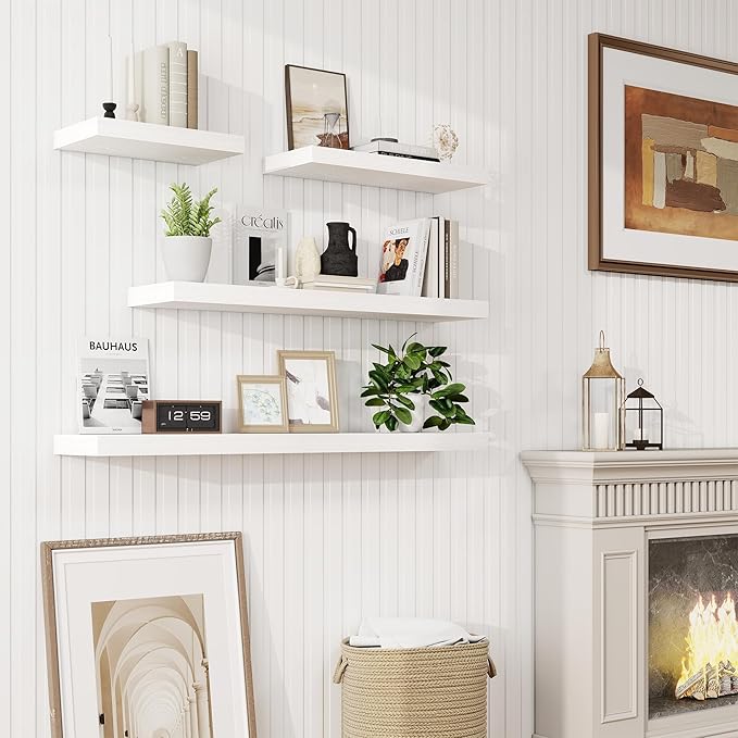 Acovy 16 Inch Floating Shelves, 9.3" Deep Floating Shelf Wall Mounted, Rustic