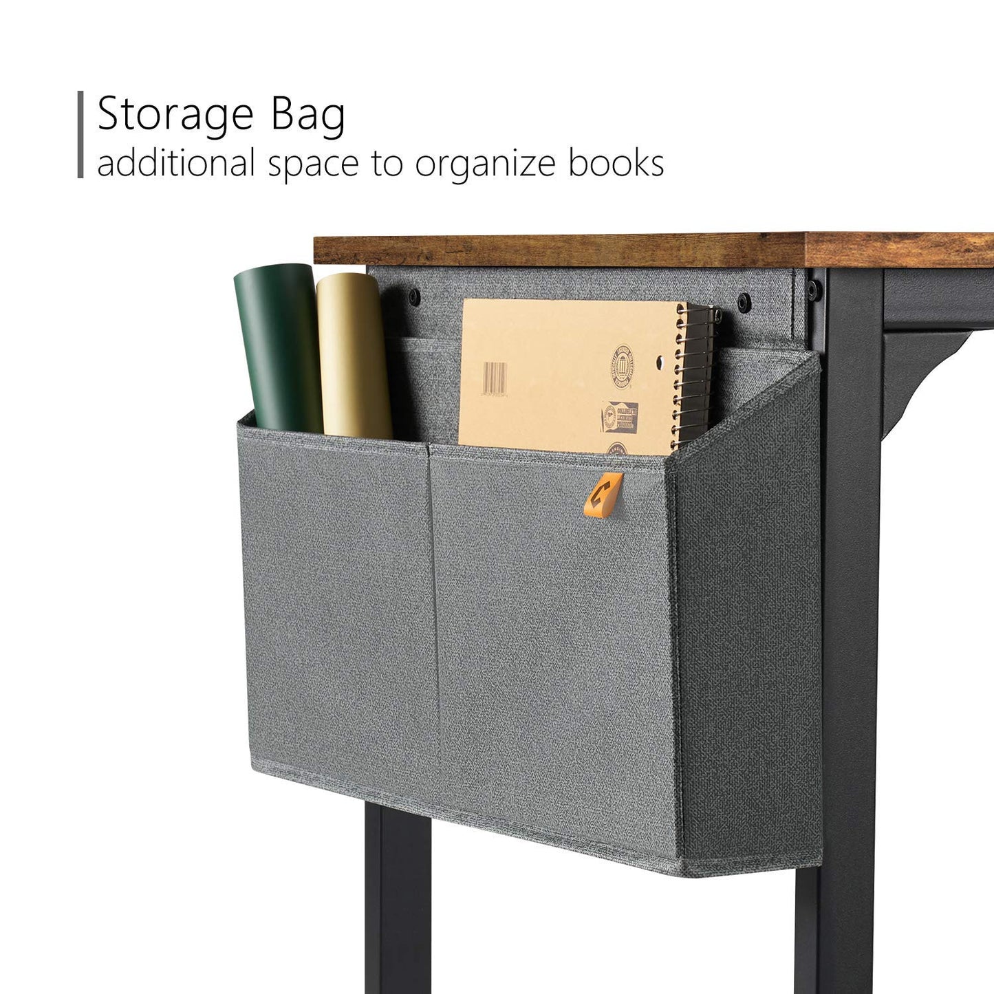 CubiCubi Study Computer Desk 32" Home Office Writing Small Desk, Modern Simple Style PC Table, Black Metal Frame, Rustic Brown