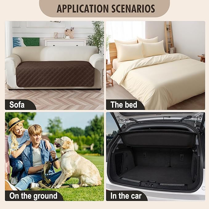 Genina Waterproof Couch Cover, Washable Anti-Slip 86.6 inch Sofa Covers