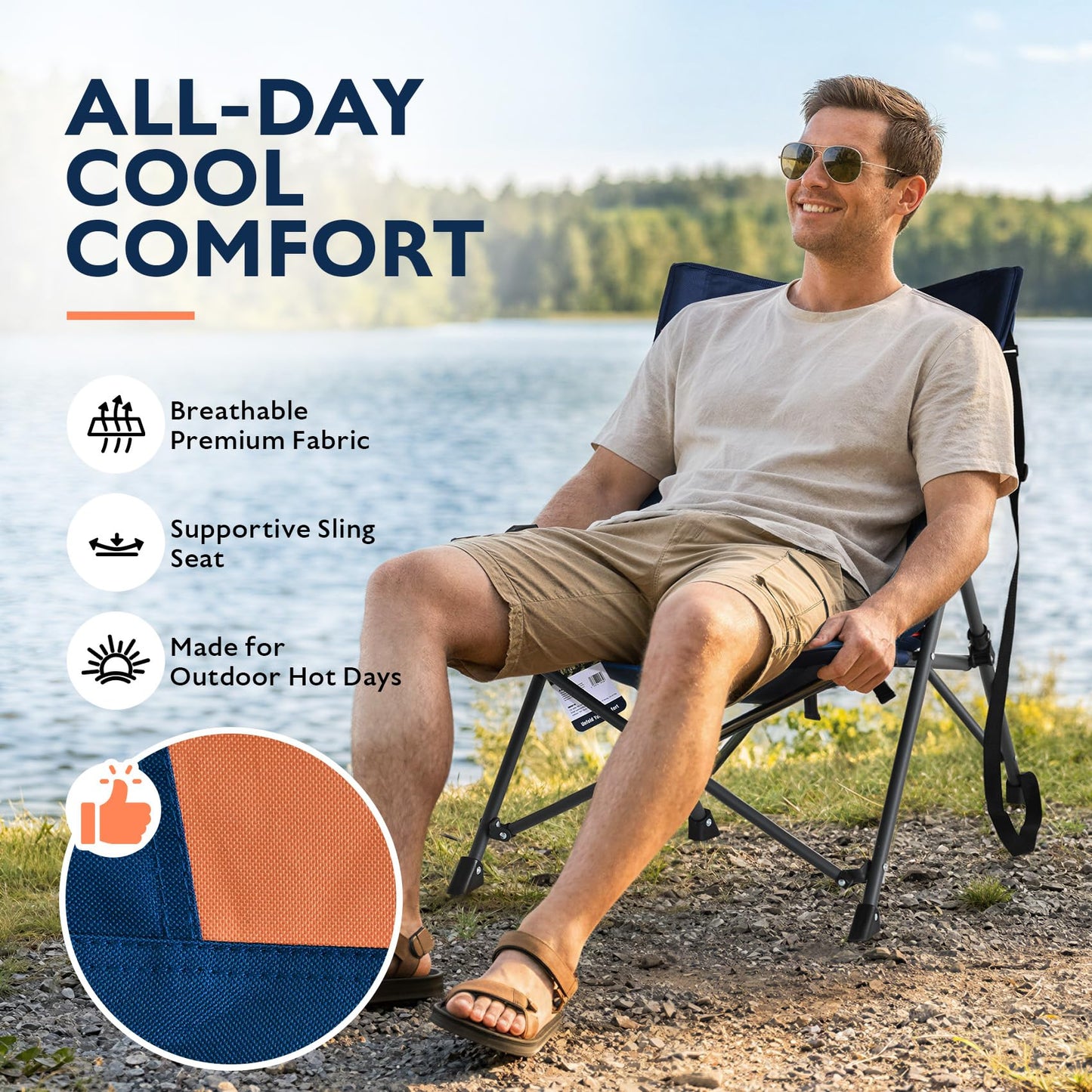 Alvantor® Camping Chair, High Back Folding Beach Chair Breathable for Outdoor, Ergonomic Backrest, Easy Use Portable Lawn Chair Seat for Travel, Fishing, Pinic, Sports Events, 20"x28"x28"