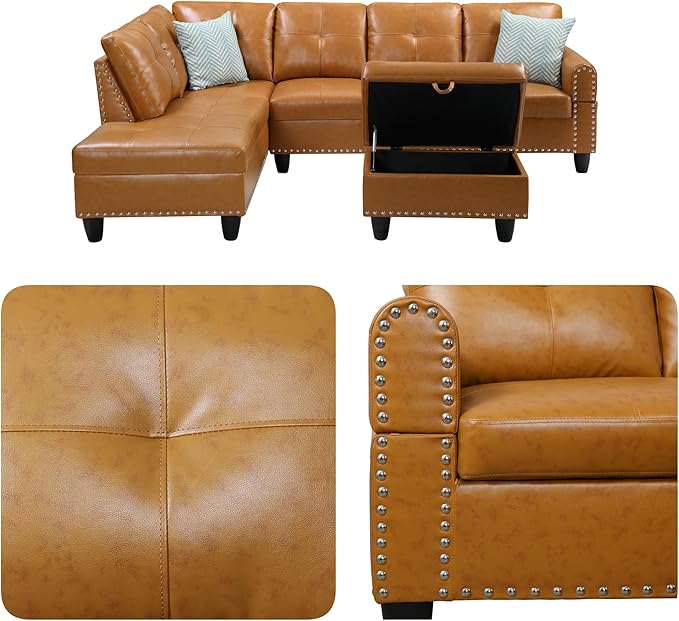 97.5" Yellow Couch L Shaped Couch Set, Modular Sectional Couches