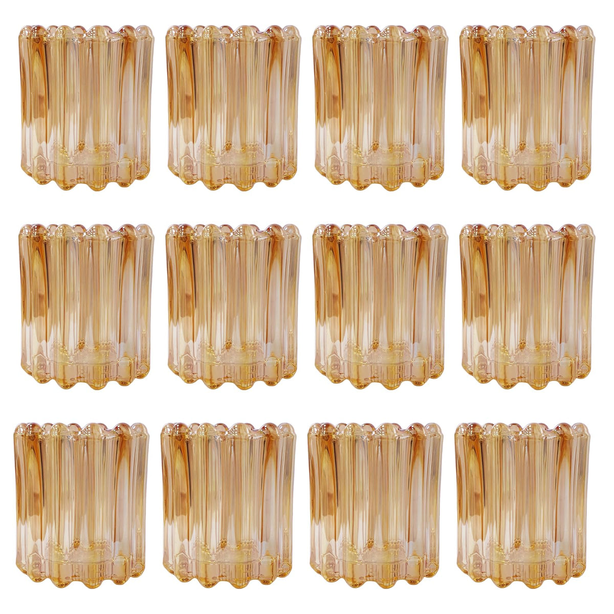 GOLDEAL 12Pcs Gold Glass Votive Candle Holders Tealight Holders Decorative, Tea Candle Holders Bulk,Candlestick for Wedding, Party,Dinner, Home Table Decor.