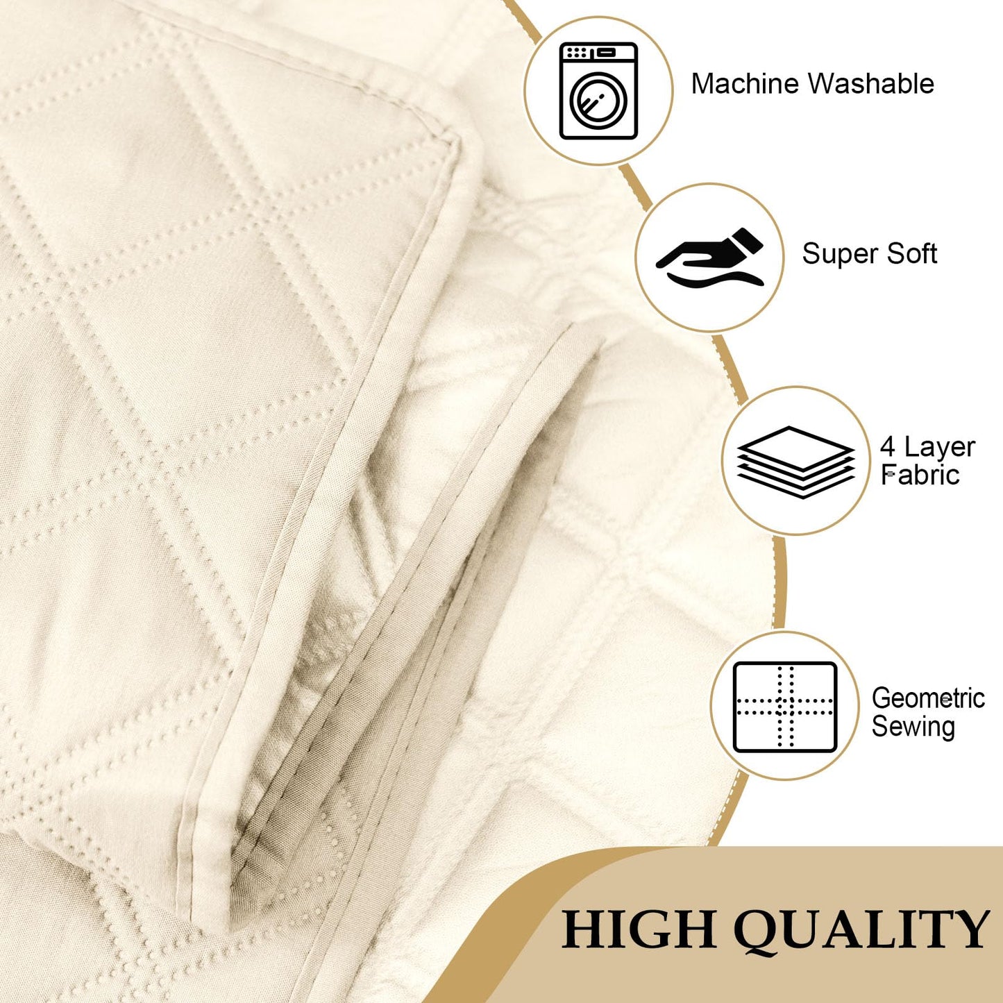 HDCAXKJ Waterproof Sectional Couch Cover L Shaped Sofa Covers Washable Corner Sectional Slipcovers Dog Pet Proof U Shape Furniture Protector with Upgraded Anti Slip Strips (X-Large, Beige)