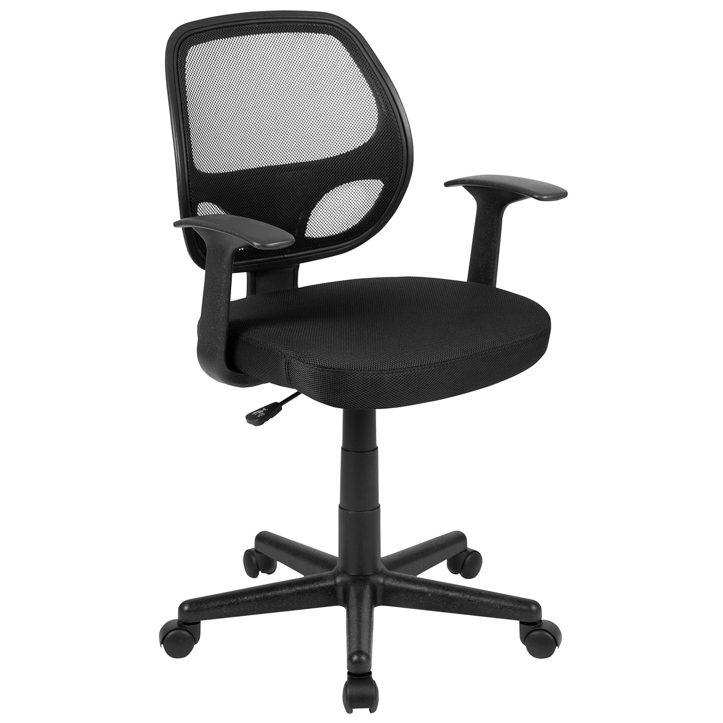 Flash Furniture Flash Fundamentals Mid-Back Black Mesh Swivel Ergonomic Task Office Chair with Arms