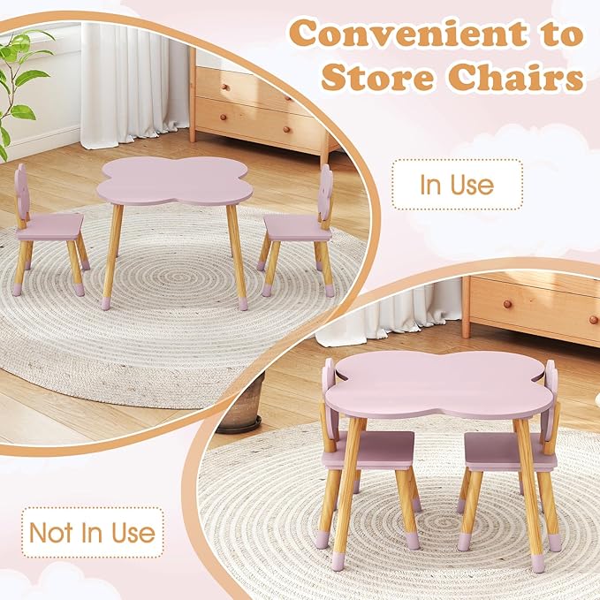 Costzon Kids Table and Chairs, Wooden Toddler Desk Set