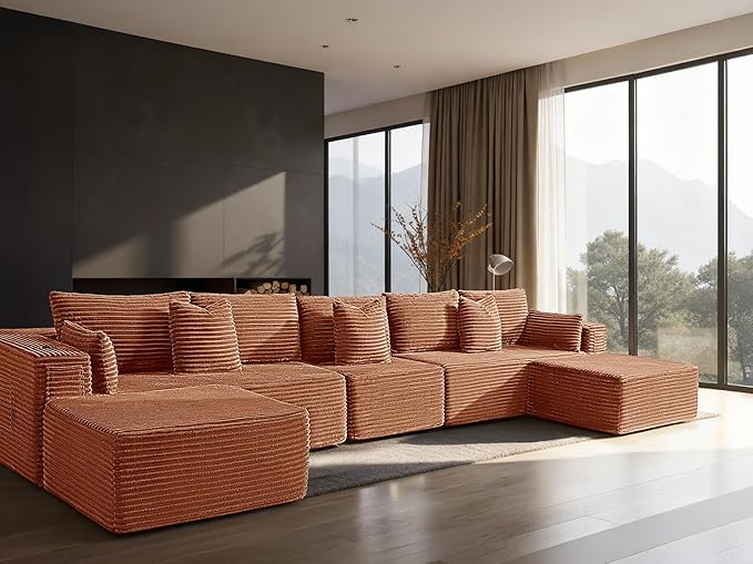 168" Cloud Sectional Couch, Comfort U Shaped Sofa