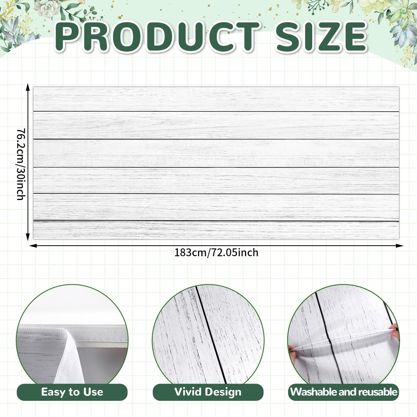 6FT White Wood Table Skirt Teacher Desk Skirt Classroom Table Cover for Back to School Decor Classroom Tables Cloths for First Day of School Supplies Office Bookcase Cabinet Decorations