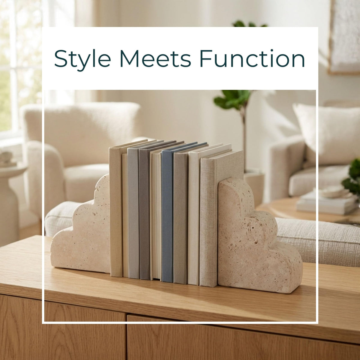 Sagebrook Home 5" Tan Travertine Cloud Bookends (Set of 2)