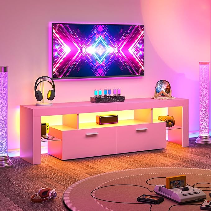 Clikuutory Modern Lighting 63 inch TV Stand