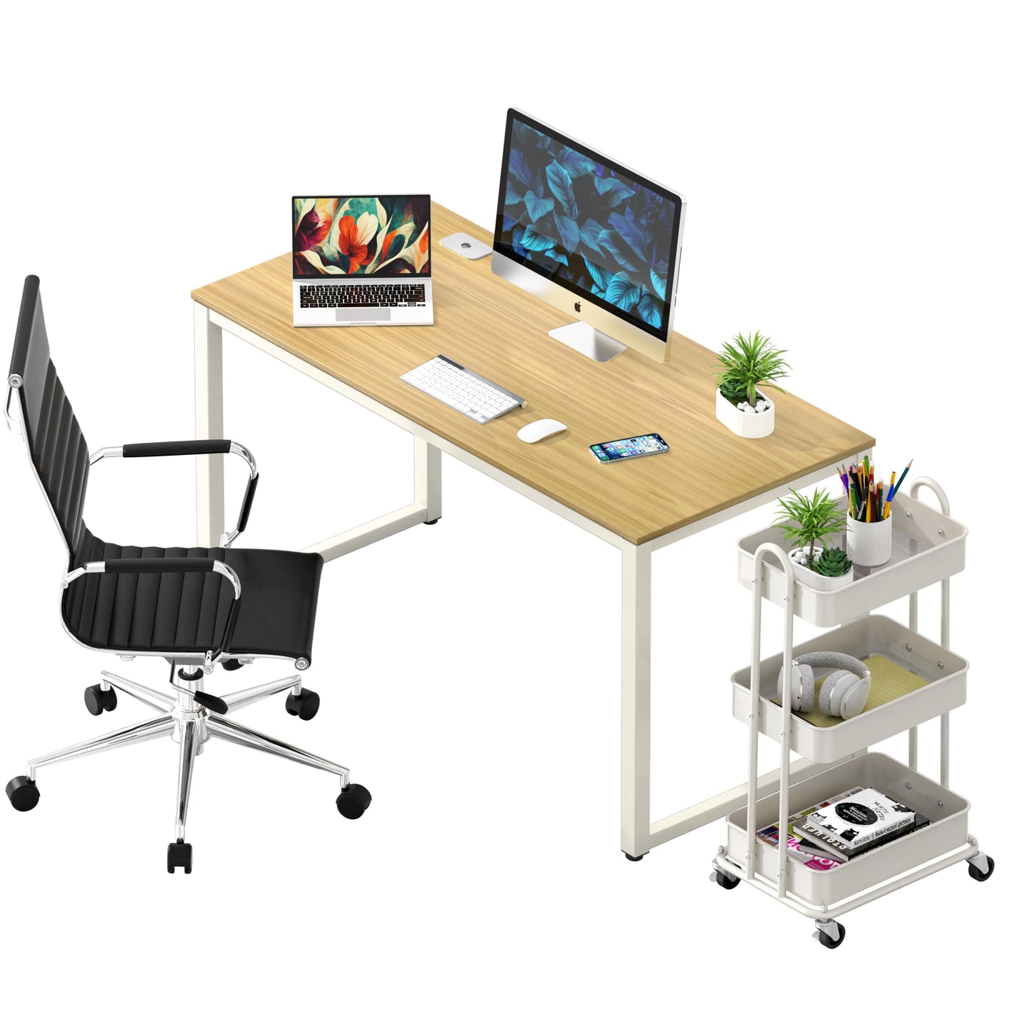 SHW 48-Inch Commercial-Grade Office Computer Desk, Oak