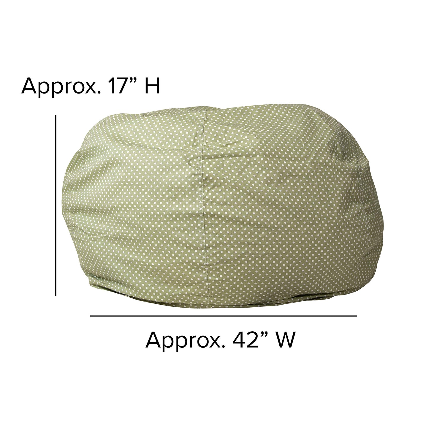 Flash Furniture Duncan Oversized Bean Bag Chair for Kids and Adults, Foam-Filled Beanbag Chair with Machine Washable Cover, Green Polka Dot