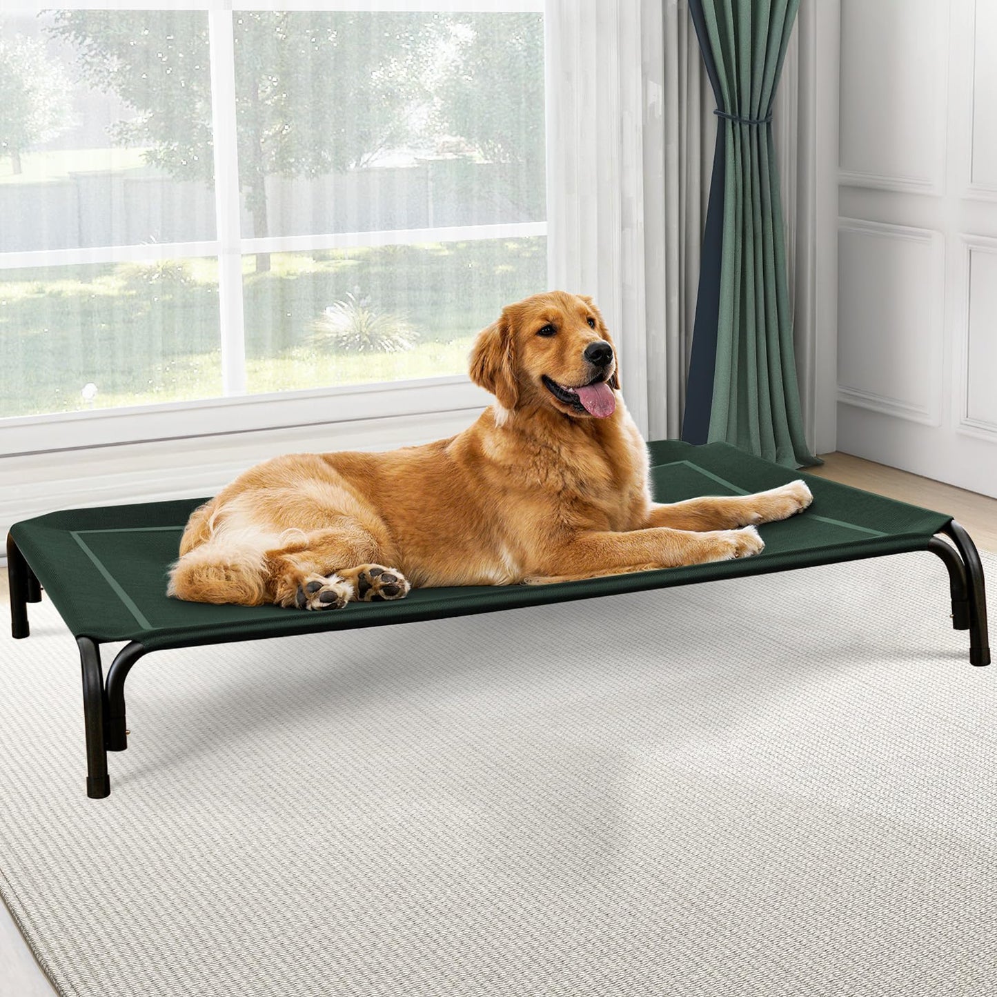 Czpalo Elevated Dog Bed, Raised Outdoor Pet Bed for Large Sized Dog, Portable Cooling Pet Cot with Breathable & Washable Mesh, Indoor & Outdoor Pet Hammock with Skid-Resistant Feet.