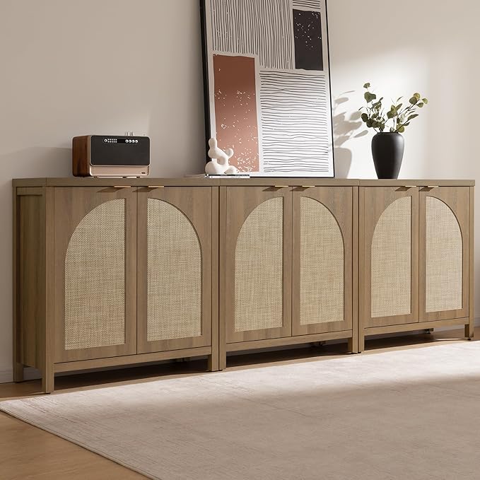 SICOTAS 102" W Rattan Sideboard Buffet Cabinet