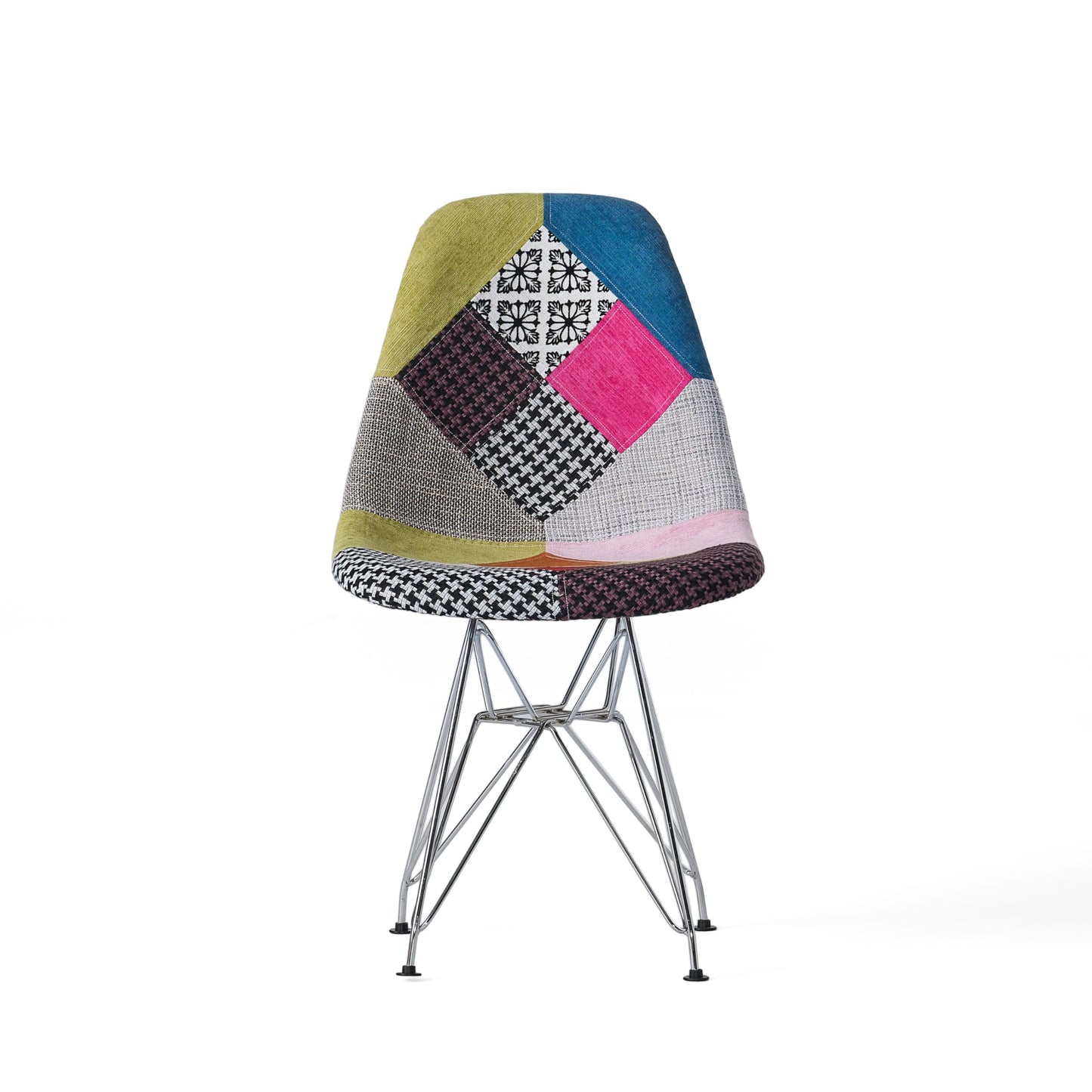 Christopher Knight Home Wilmette Fabric Chair with Chromed Legs, Patchwork 18D x 21W x 32H in