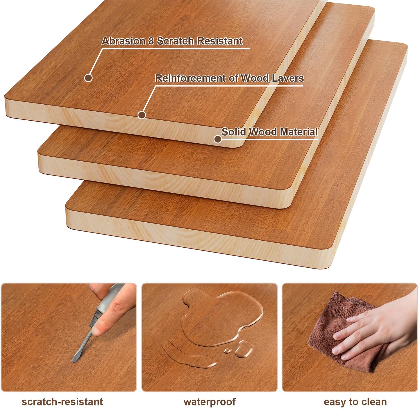 ENPKLUTE Solid Wood Desk with Drawers - 39.4 Inch Mid Century Modern Desks with Storage Shelf, Small Writing Desk for Small Spaces, Home Office Desks for Bedroom & Home, Walnut Color
