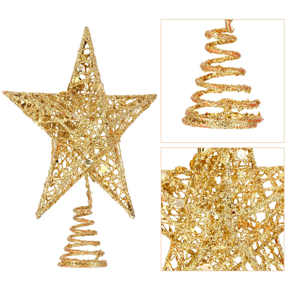 Bememo Glittered Christmas Tree Topper, 8 Inches Glitter Star Tree Topper Exquisite Shimmery Star for Christmas Decoration (Glod)