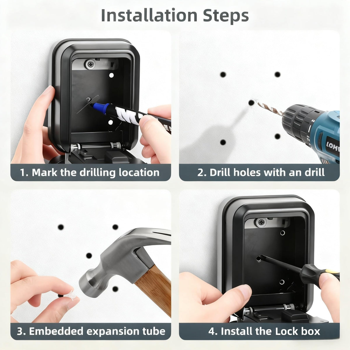 Smart Key Lock Box for Outdoor, Waterproof Key Safe with Code, APP Bluetooth Control Lockbox