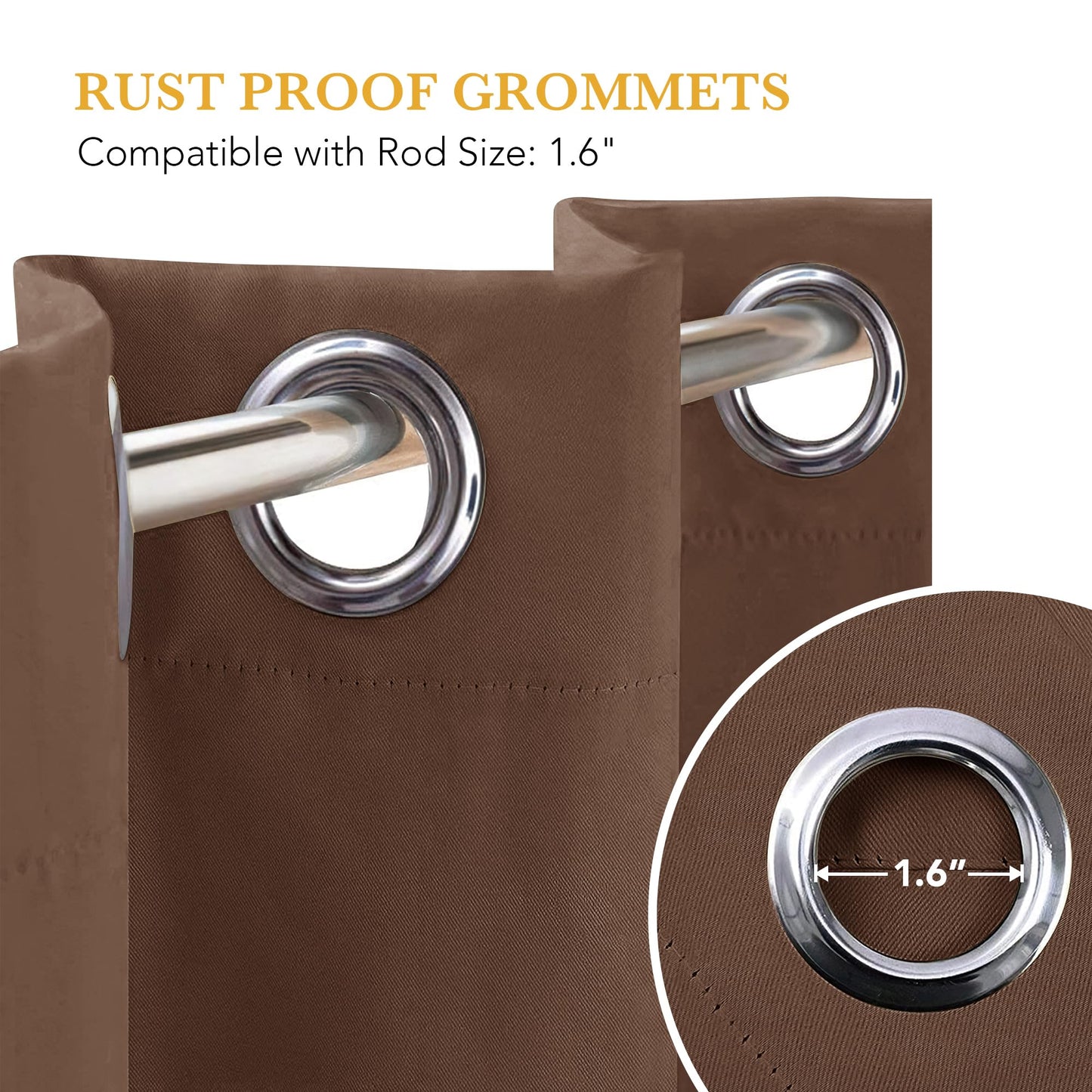 RYB HOME Short Curtains Blackout for Small Windows, Grommet Top Tiers Valance Set for Bath Window Shades for Office/Loft/Kitchen Cabinet/Coffee, 52-inch Wide x 36-inch Long, Mocha, 1 Pair