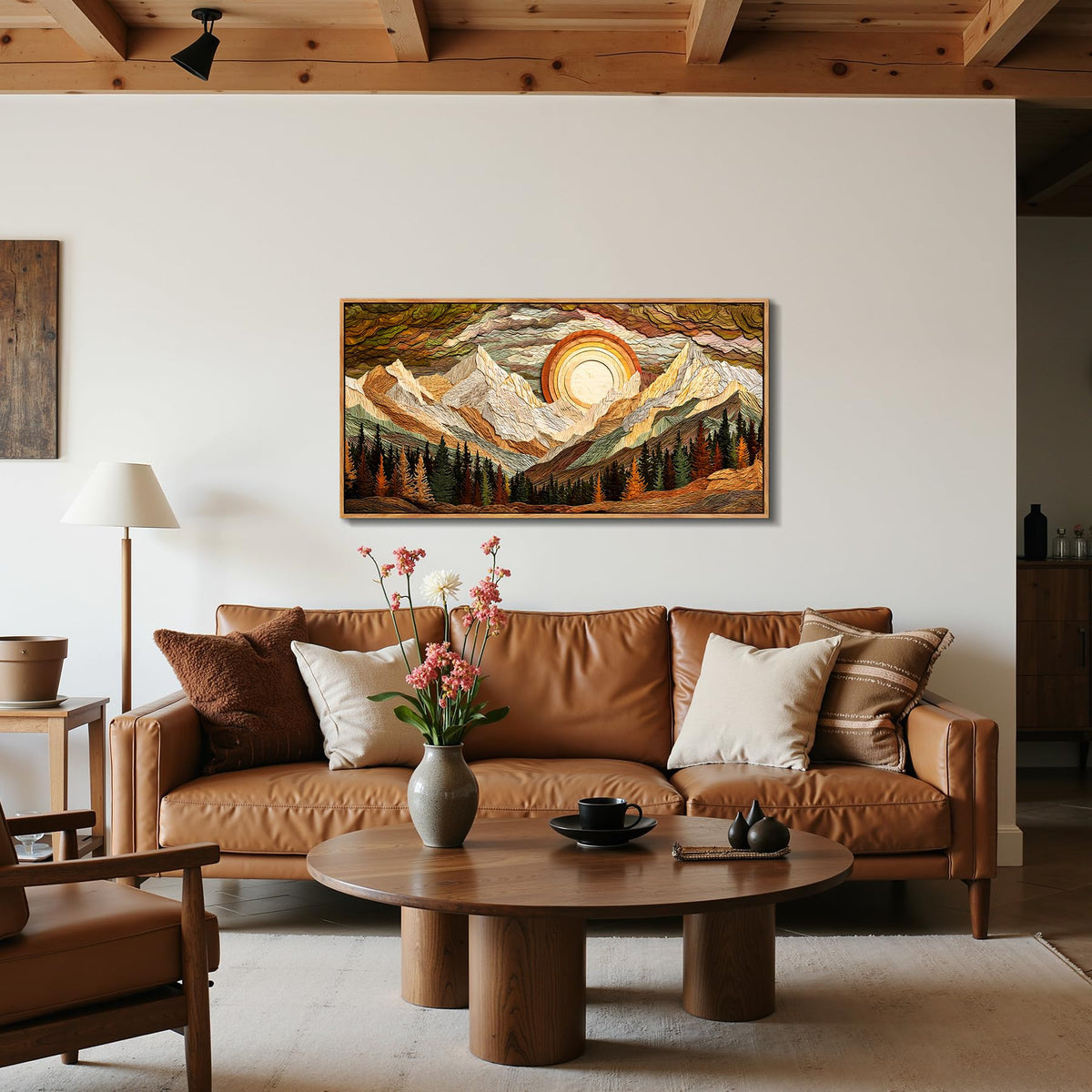 imjiayu Mountain Wall Art, Large Framed Wall Art, Boho Art Wall Decor, Abstract Nature Paintings Prints, Landscape Canvas Pictures for Living Room Bedroom Office Kitchen 20"x40"