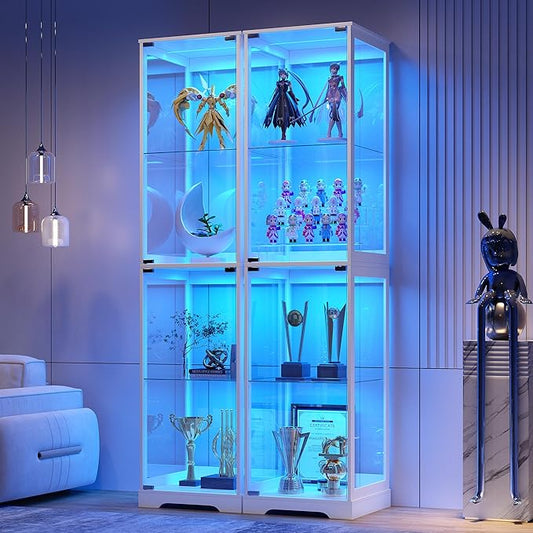 Glass Display Cabinet with Doors, Bookcase