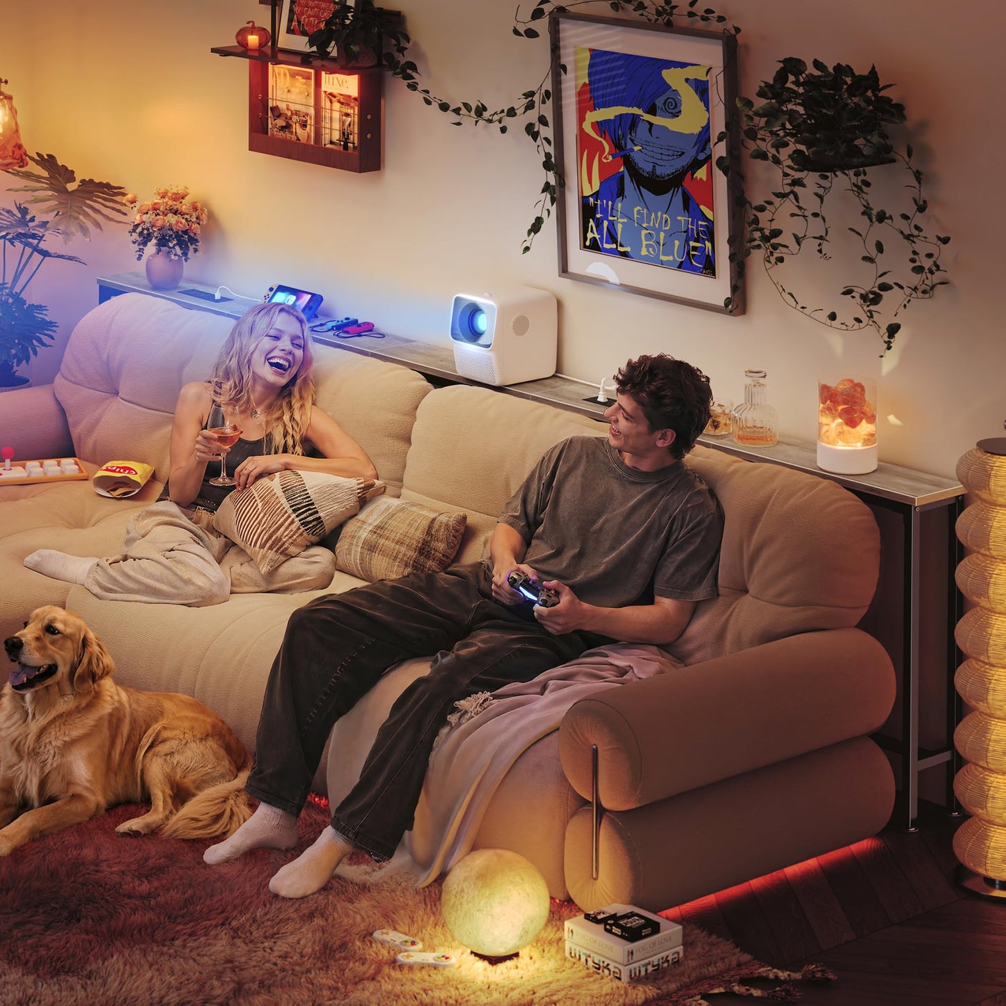 Huuger 110.2 Inch Behind Couch Table with 2 Power Outlets and USB-C Ports, Extra Long Narrow Sofa Table for Sectional Sofa, Skinny Console Table with Anti-Bump Pads, for Living Room, Oak