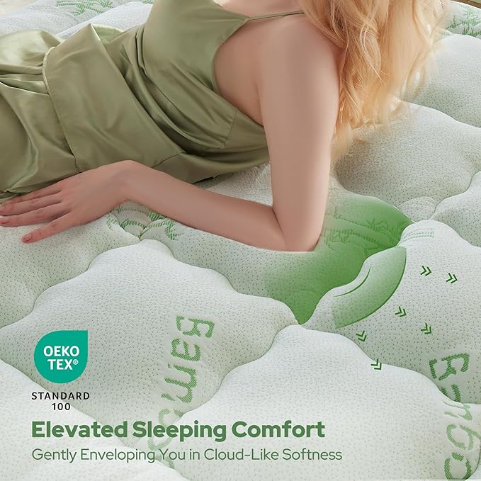 BEDLORE Full Size Mattress Topper Viscose Derived from Bamboo, Thick Pillow Top