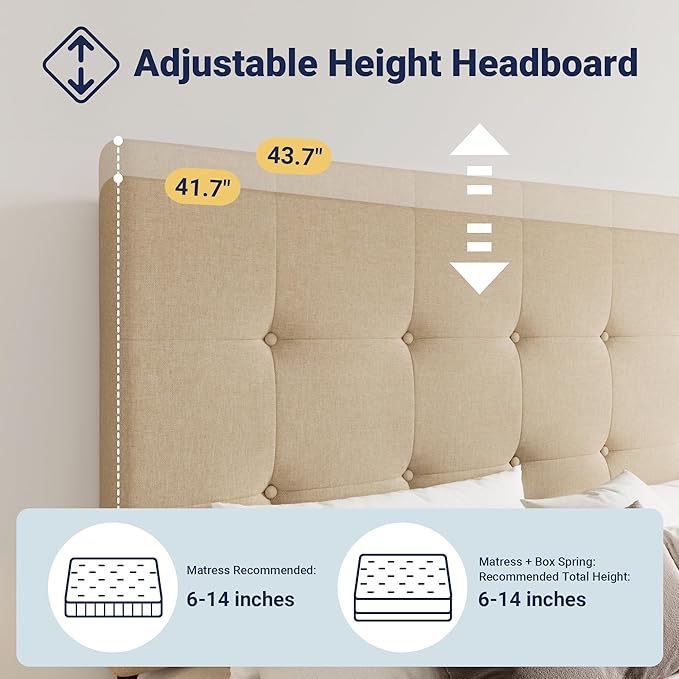 Allewie Upholstered King Size Platform Bed Frame
