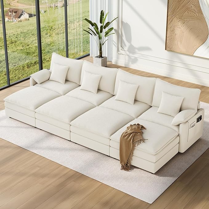 Vesgantti 142" Oversized Sectional Sofa Bed, 8-Seater Modular Sleeper Cloud