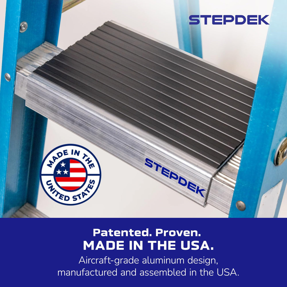 StepDek Aluminum Step Ladder Platform Attachment - Anti-Slip Ladder Work Platform Accessories for Stabilizer - Compact, Lightweight, Rubberized Non-Slip Grip Pad for Painters, Electricians & DIY