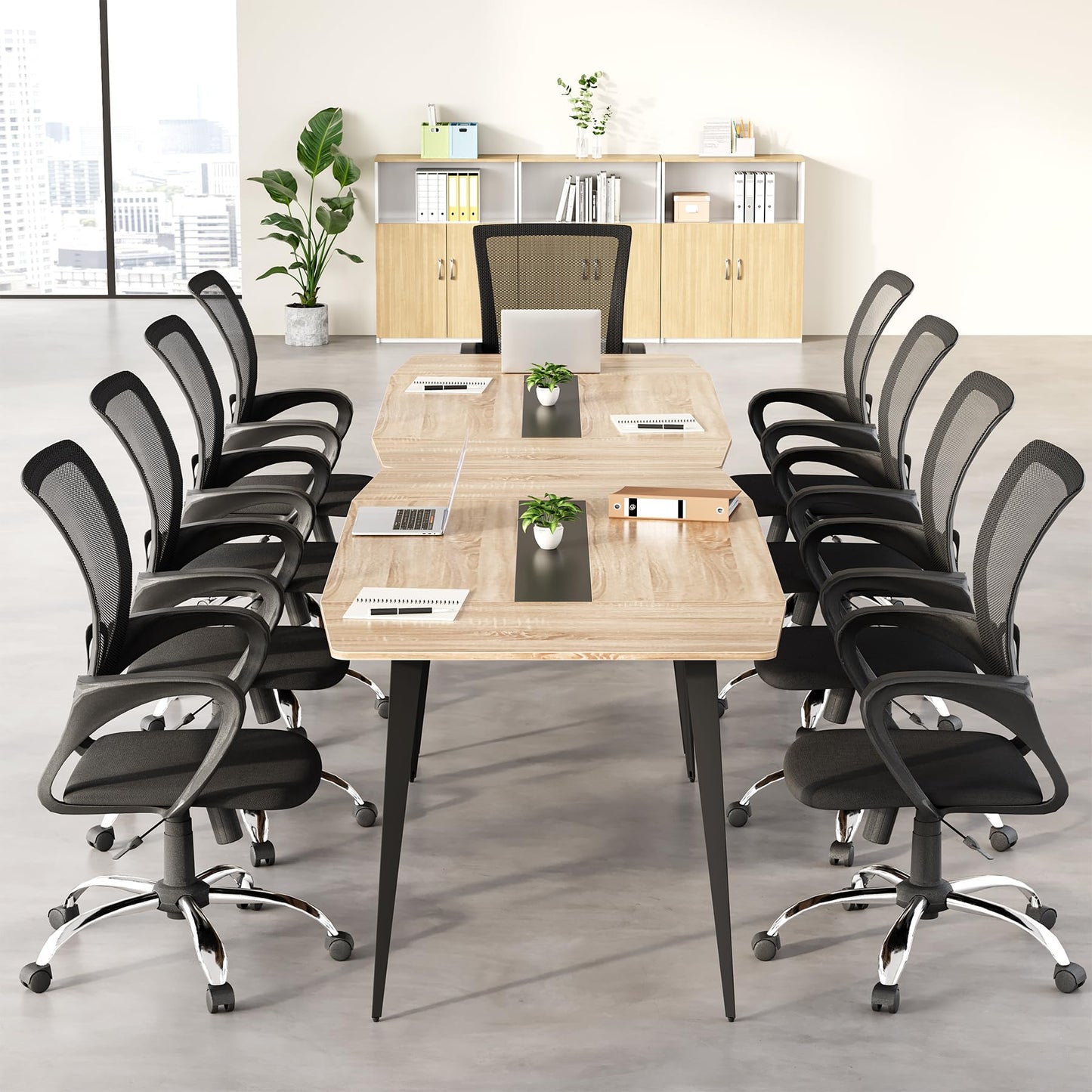 LITTLE TREE 6 FT Conference Room Table, 70.86L x 35.43W x 29.52H Inches Boat Shaped Meeting Seminar Boardroom Table