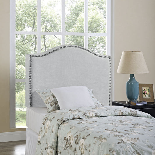 Modway Curl Linen Fabric Upholstered Twin Headboard with Nailhead Trim and Curved Shape in Gray,MOD-5209-GRY,Sky Gray