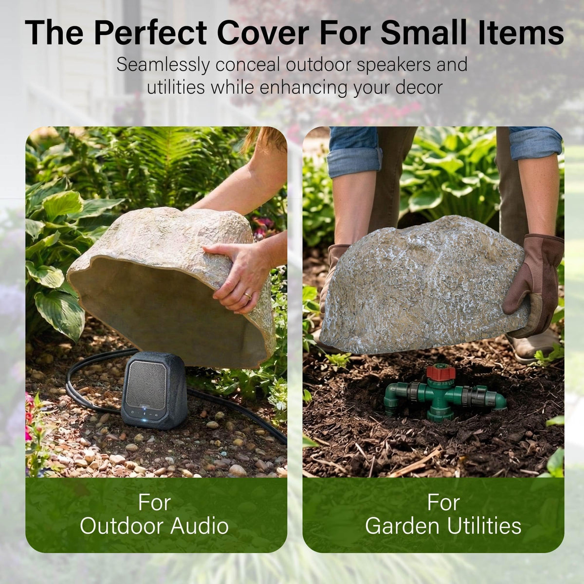 NUPICK Small Fake Rock Cover, Gray Artificial Landscape Rocks for Sprinkler Valves, 13"x10"x5" Lightweight & Durable Outdoor Decorative Stones for Garden, Pipeline, Patio, Poolside & Porch