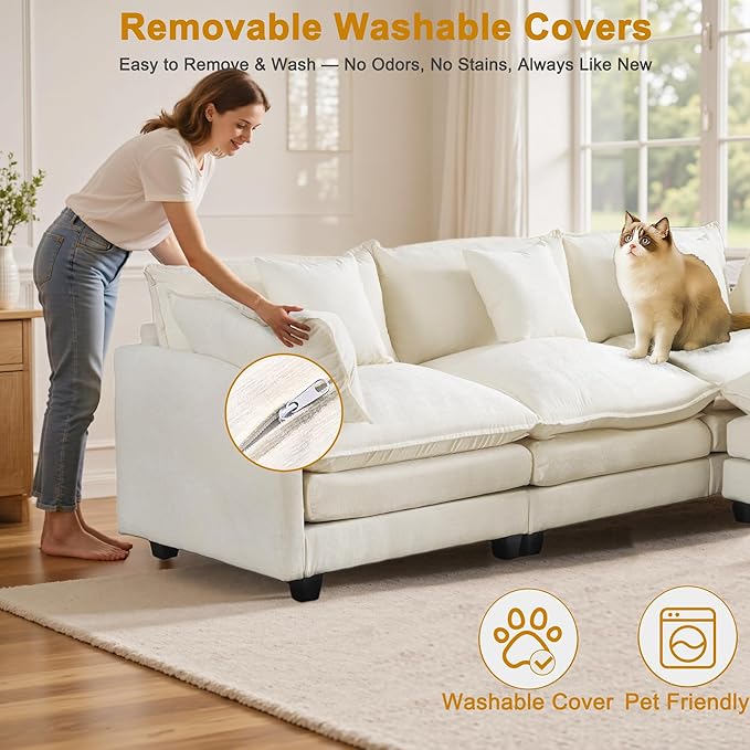 Cloud Chenille L-Shaped Sofa