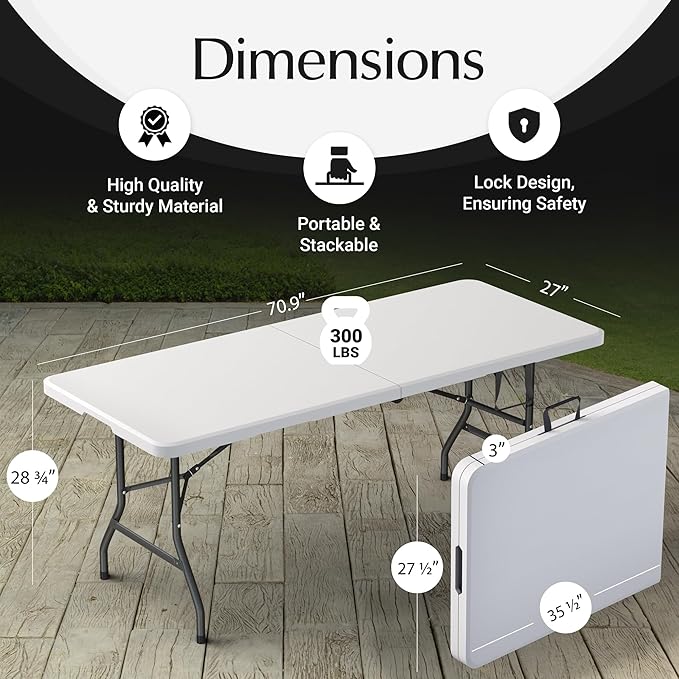 2 Pack of 6 Feet Foldable Table