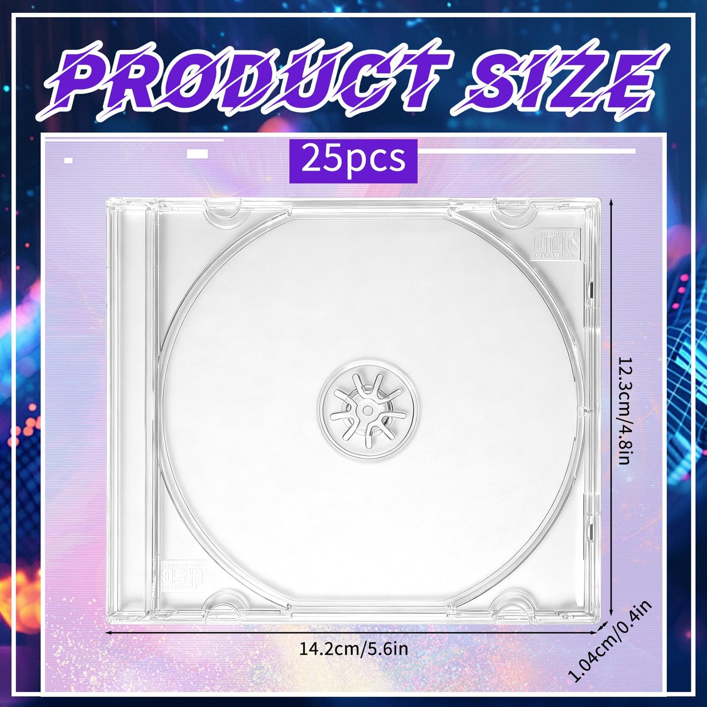 Oqqlin 25 Pcs 10.4 mm CD Jewel Cases, Clear Plastic Single DVD Disc Case 5.6 x 4.8 Inch Standard CD DVD Protection Cover