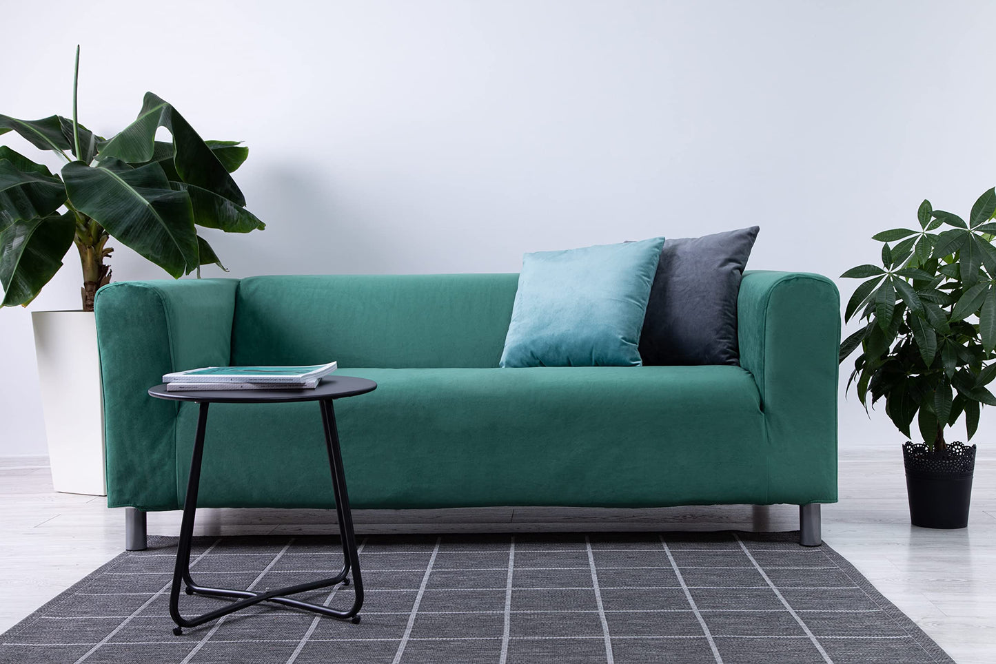 MASTERS OF COVERS Snug Fit Classic Velvet Klippan Loveseat Slipcover for The IKEA 2 Seater Klippan Loveseat Sofa Cover Replacement (Green, Velvet)