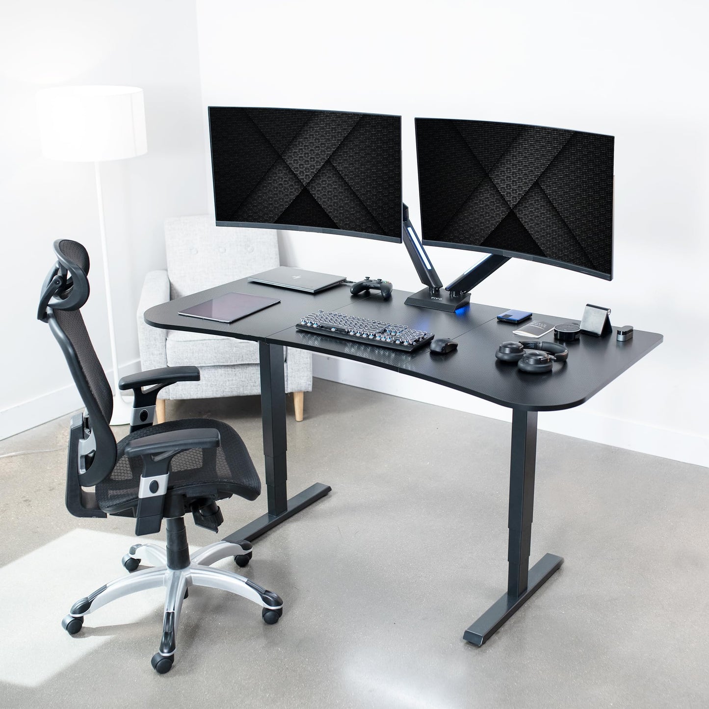 VIVO 63 x 32 inch Universal Table Top for Standard and Sit to Stand Height Adjustable Home and Office Desk Frames, Black Carbon Fiber Desktop, DESK-TOP1R
