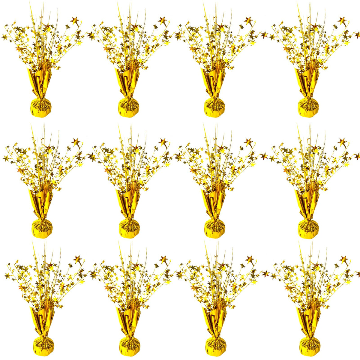 FUBININA 12 Pack Metallic Foil Spray Centerpiece Star Table Decoration Burst Table Centerpieces for Birthday New Years Nye Wedding Anniversary Graduation Holiday Party Supplies Decor, Gold