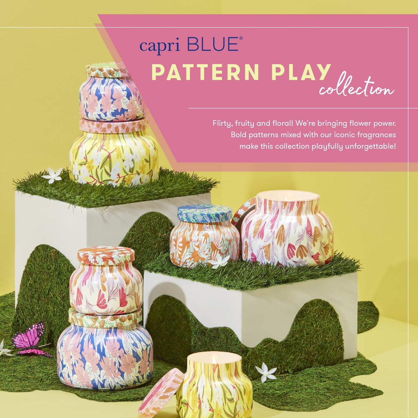 Capri Blue Scented Candles - Pattern Play Glass Jar Candles - Long Lasting Soy Wax Blend - Luxury Home Decor - Notes of Orchid, Jasmine, Gardenia & Floral Musk - Gifts for Women (Aloha Orchid, 19 oz)