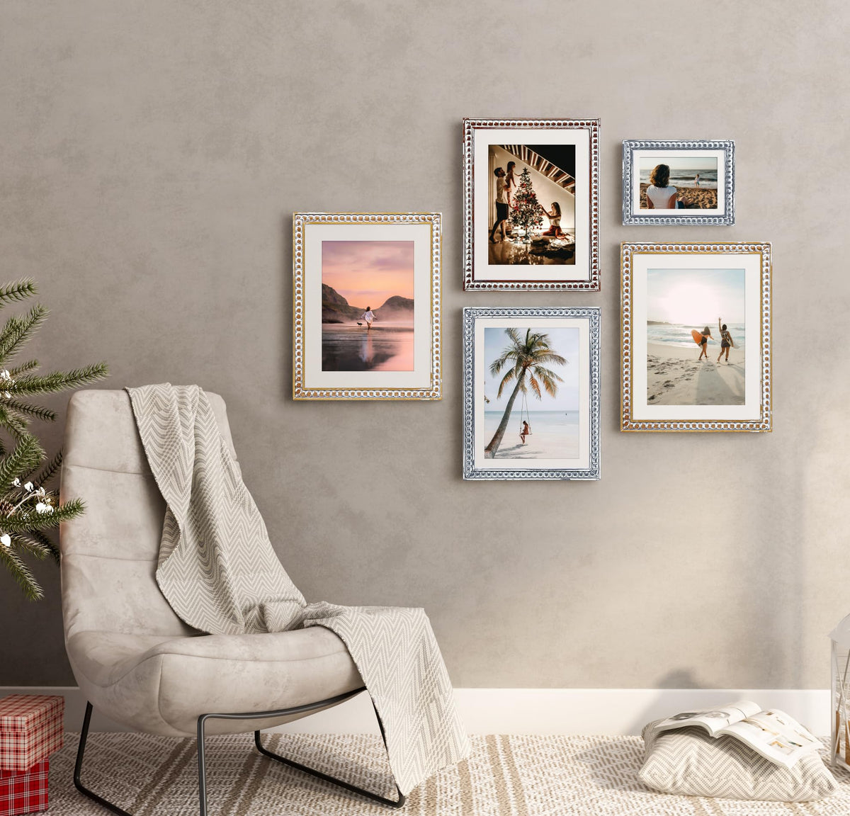 Gdfmsc 11x14 Rustic Picture Frame with Mat for 8x10, Decorative Distressed Beaded Wooden Real Glass, Vertical or Horizontal Display Photo Gallery Wall & Tabletop Frame, White Washed Brown